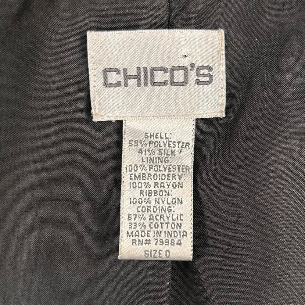 Chico's Jewel-Tone Silk Blend Patchwork Embroidered Jacket Sz XS - Picture 11 of 13